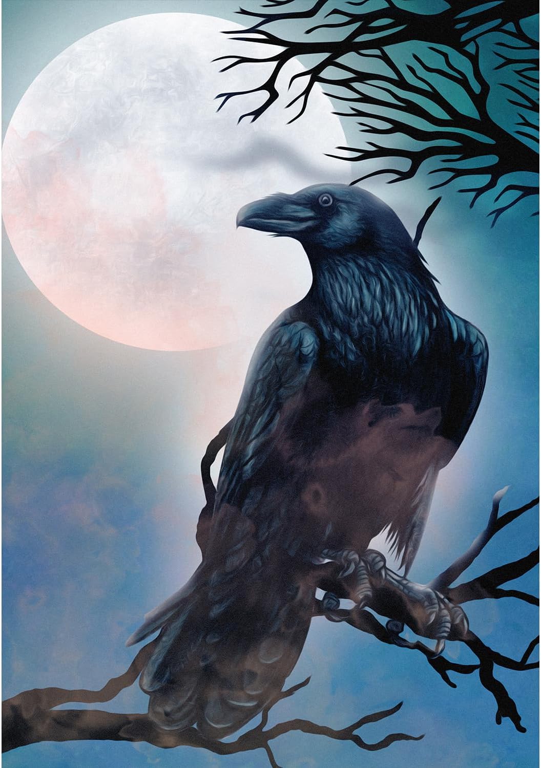 America Forever Halloween Crow House Flag 28 x 40 inch Double Sided Outside, Happy Raven Fright Night Nightmare Horror Spooky Holiday Yard Outdoor Decorative Flag