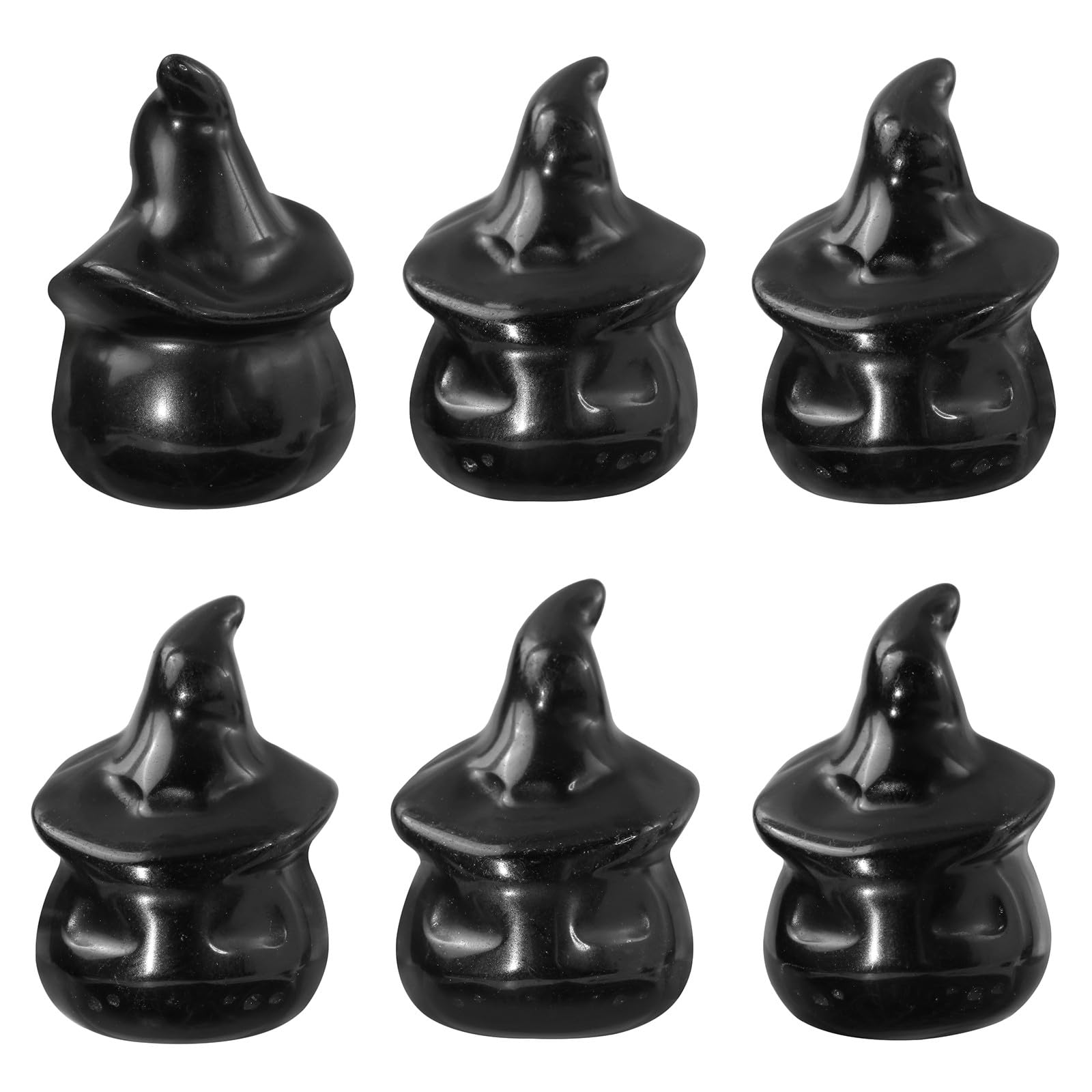 mookaitedecor Set of 2 Black Obsidian Halloween Crystal Ghost Pumpkin Figurine Witch Decorations & Micro Landscape Ornament - Image 3