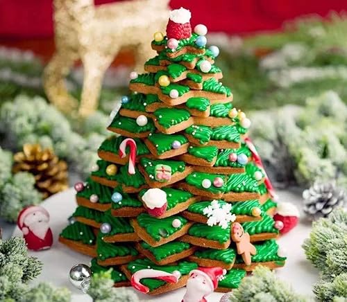 Miniatura 4 de GWHOLE Juego de cortadores de árbol de galletas de jengibre de Navidad, cortadores de galletas Star Linzer para niños, fiesta de vacaciones de