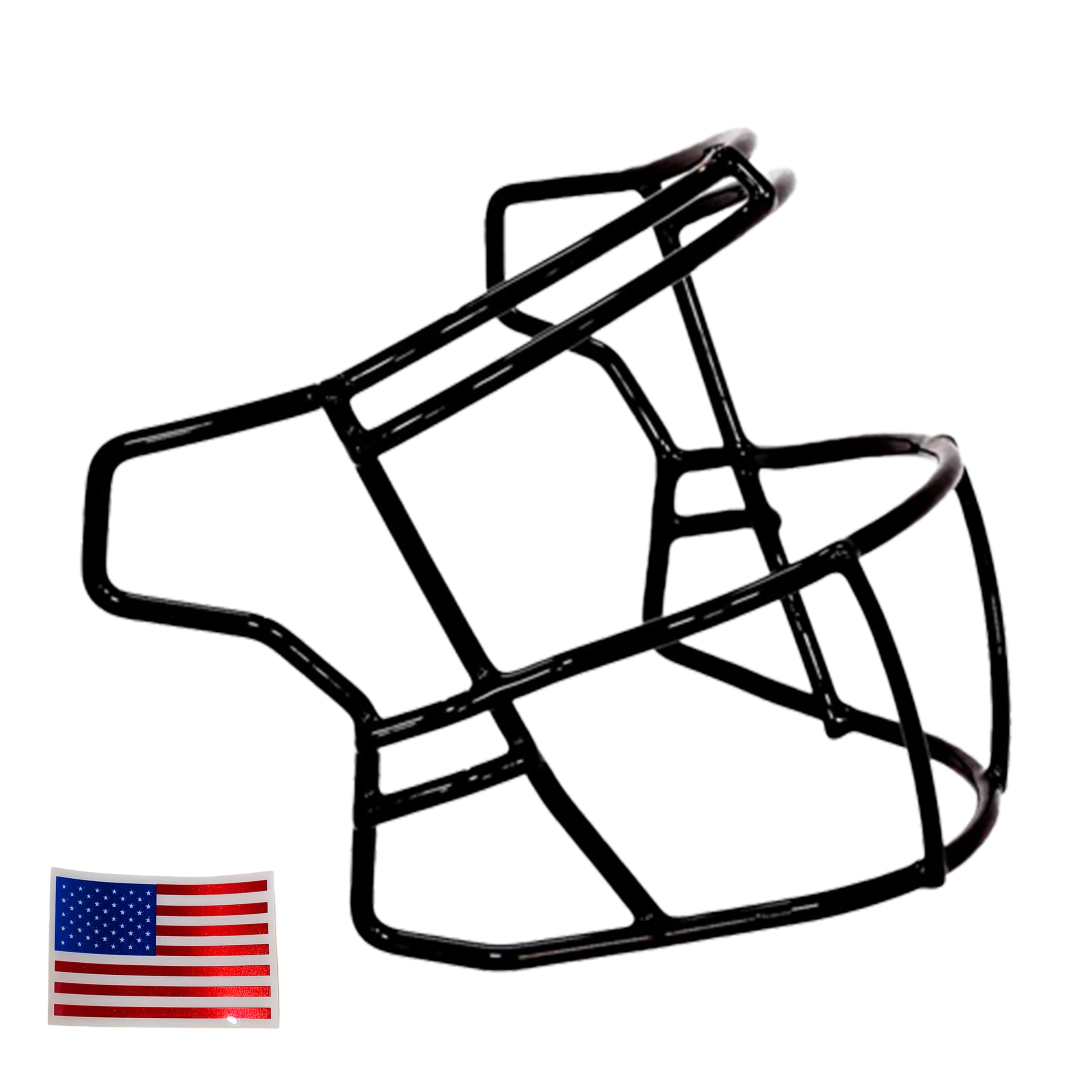 Green Gridiron - SF-2BD-SW for Riddell SpeedFlex + Chrome US Flag Helmet Decal (Black)