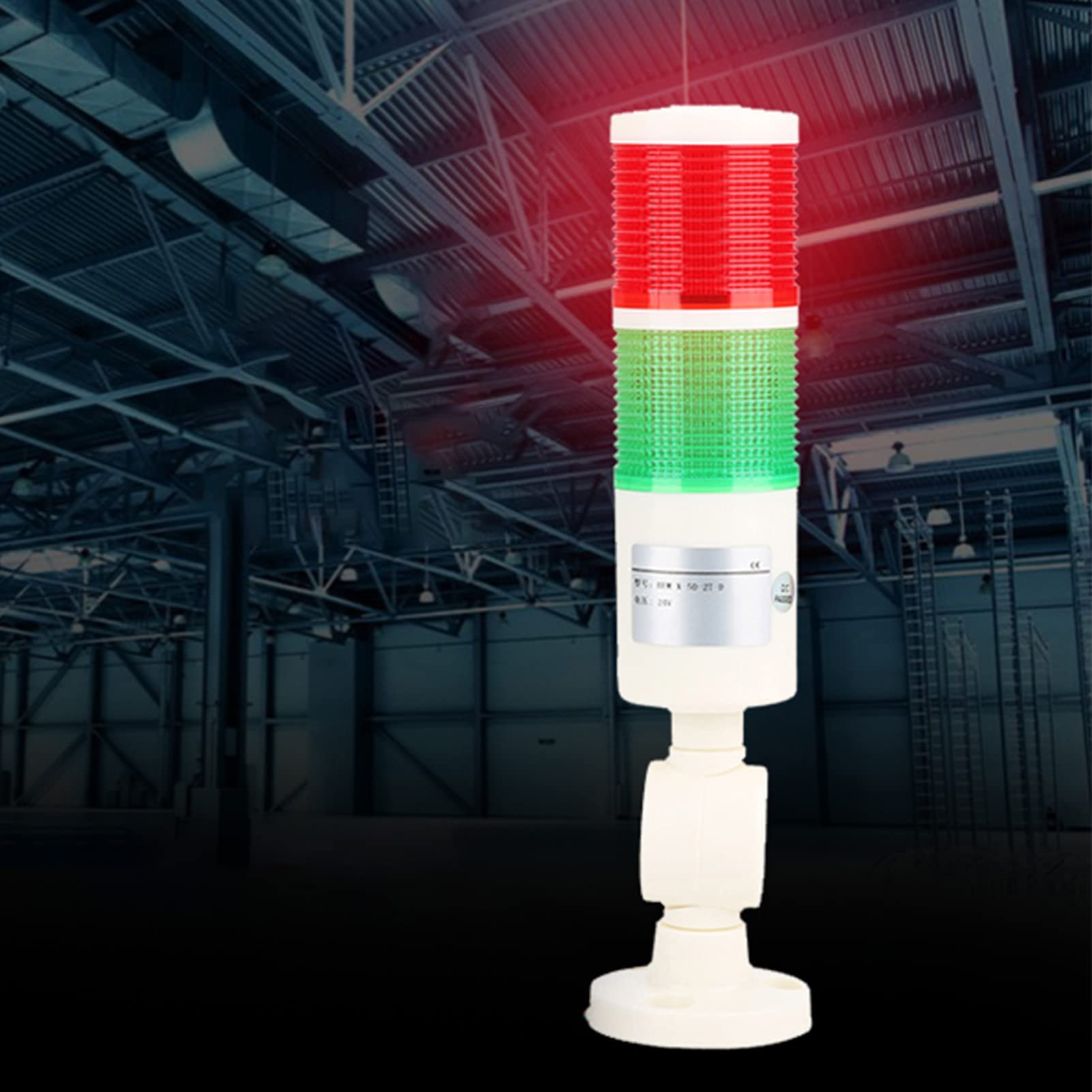 BRRNOO Colonne lumineuse industrielle LED, Alarme visuelle avec indicateur circulaire, Lampe de signalisation verte et rouge, compatible avec machines-outils et équipements mécaniques DC 24V