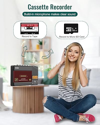 Miniatura 5 de Reproductor de cinta de casete pequeño, USB C o tarjeta SD casete de audio a convertidor digital MP3, grabación en cassettecomputadoratarjeta SD a