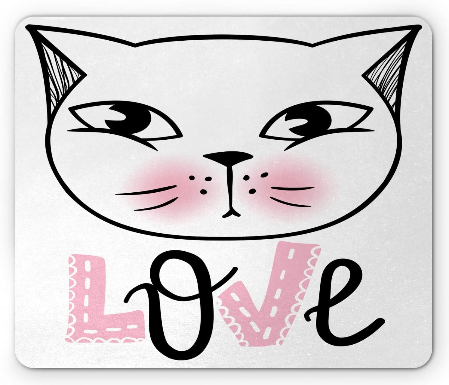Amazon Com Ambesonne Cat Mouse Pad Love Typography With An Outline Drawing Of A Kitten Portrait Print Rectangle Non Slip Rubber Mousepad Standard Size Pale Pink Dark Grey Office Products