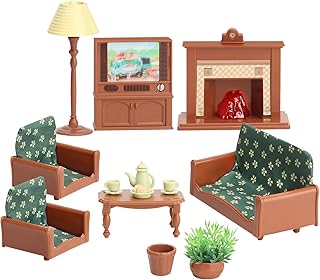 Dollhouse Furniture Set for Kids Toys Miniature Doll House Accessories Pretend Play Toys for Boys Girls & Toddlers Age 3+ with Living Room