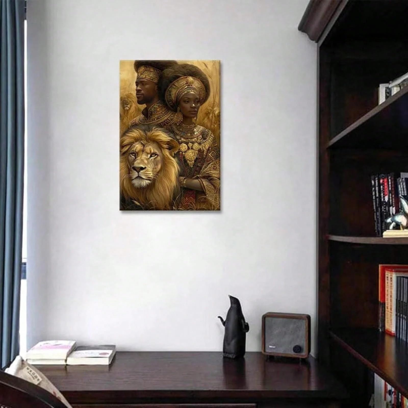 TZKBDMA African Queen And King Canvas Wall Art African American Wall Art Prints Paiting(70x90cm/Without frame)