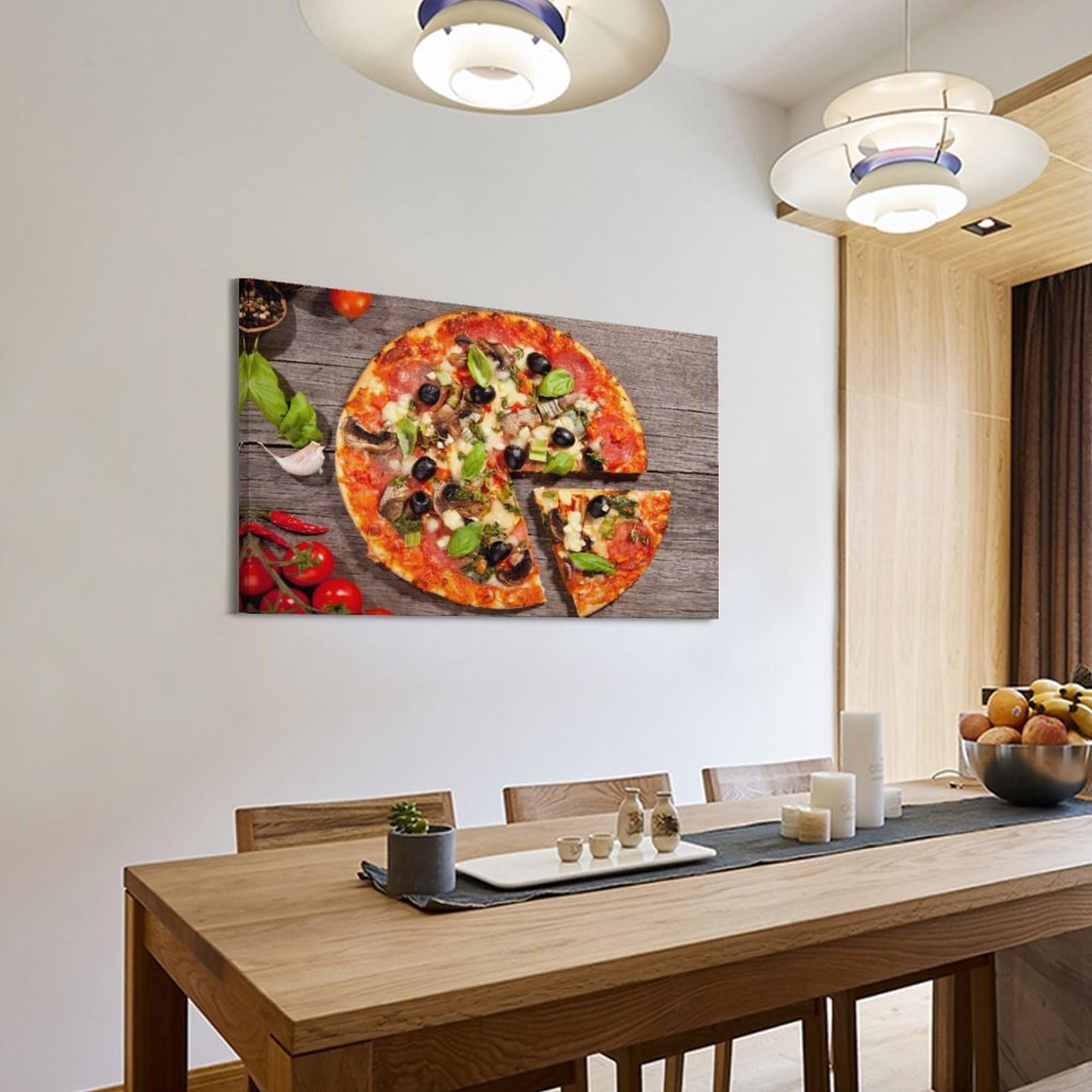 KYTIN Delicious Food Poster Tomaten Pizza Salami Küche Esszimmer Dekorative Malerei Leinwand 50 x 75 cm