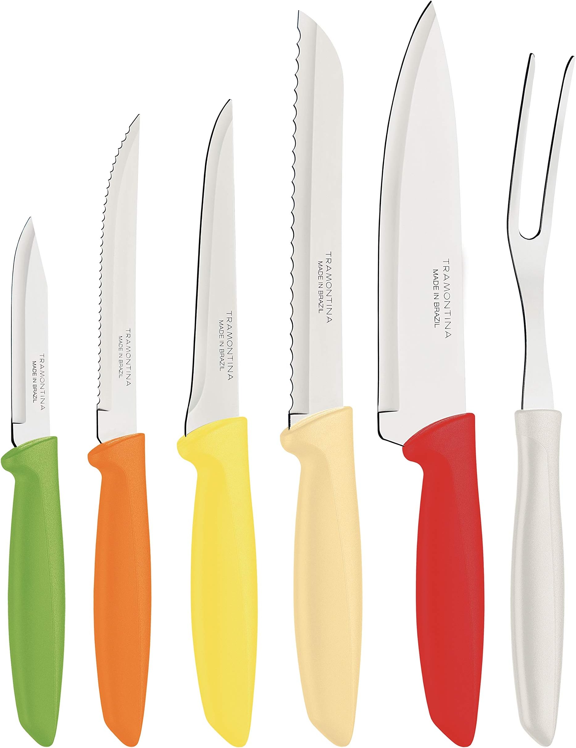 Plenus 6 Pieces Knife Set with Stainless Steel Blade and Multicolor Polypropylene Handle
