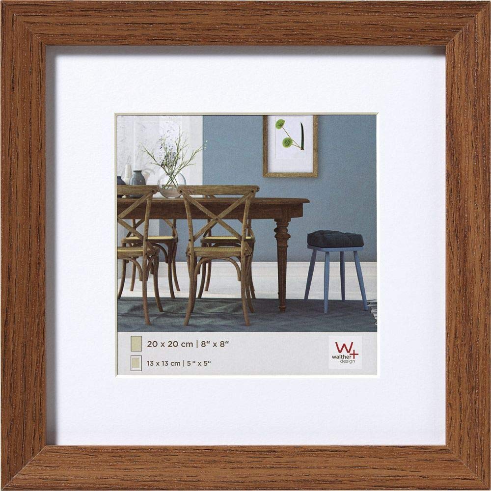 walther design Bilderrahmen eiche dunkel 30 x 30 cm mit Passepartout, Fiorito Holzrahmen EF330P