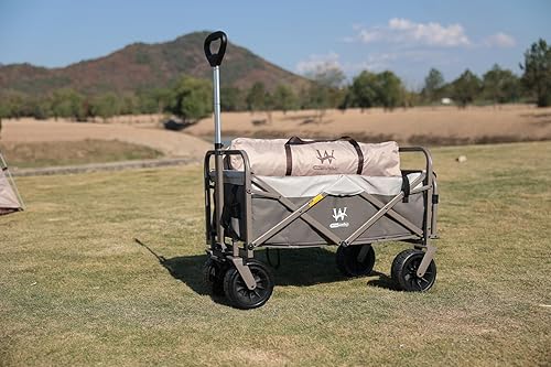 Miniatura 6 de WHITSUNDAY - Carro de utilidad plegable para jardín, al aire libre, picnic, carrito de campamento con cubierta reemplazable, Negro