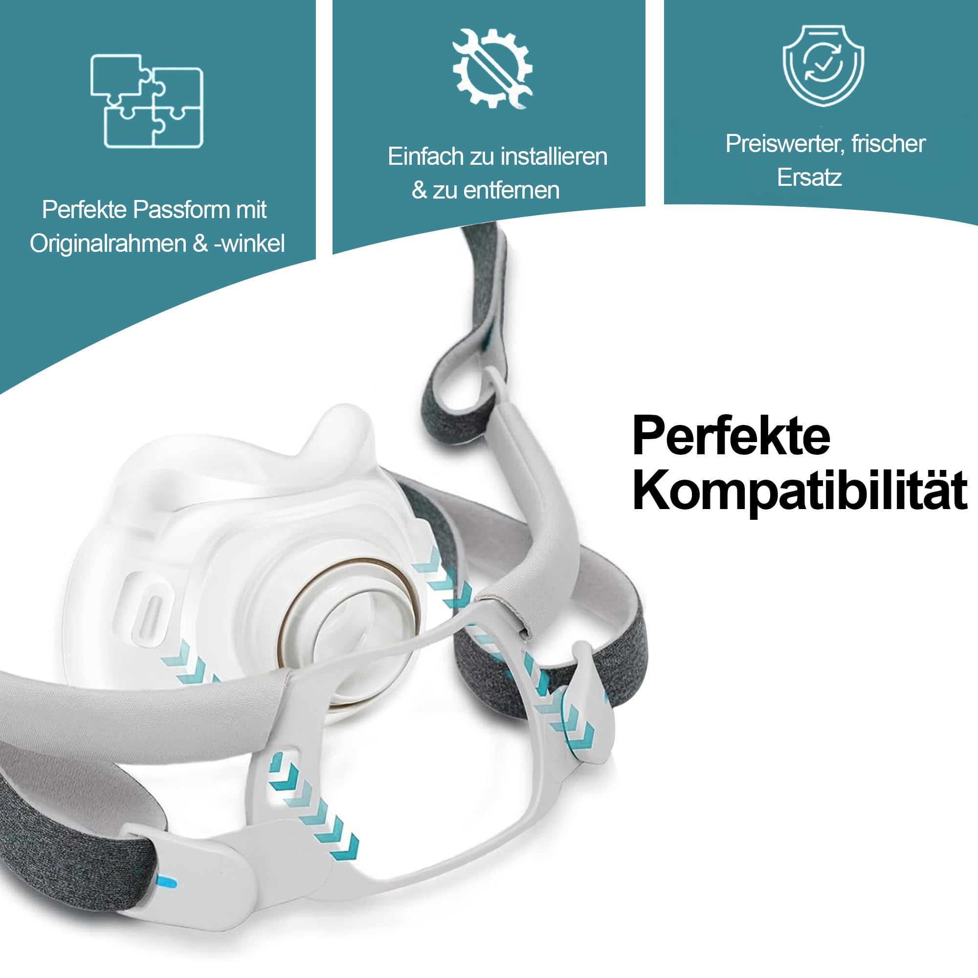AirFit F40 Ersatzkissen und Kopfband | Weiche Silikondichtung, Verstellbares Kopfband, Sicherer & Bequemer Sitz | Kompatibel mit AirFit F40 Maske (Mittel)