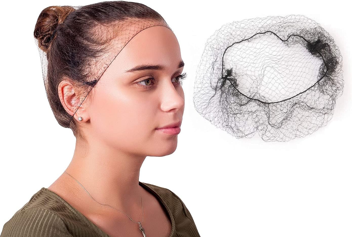 144 Pieces Hair Nets Invisible Elastic Edge Mesh Nylon Invisible Hairnet Breathable Hair Protective BLACK, One Size