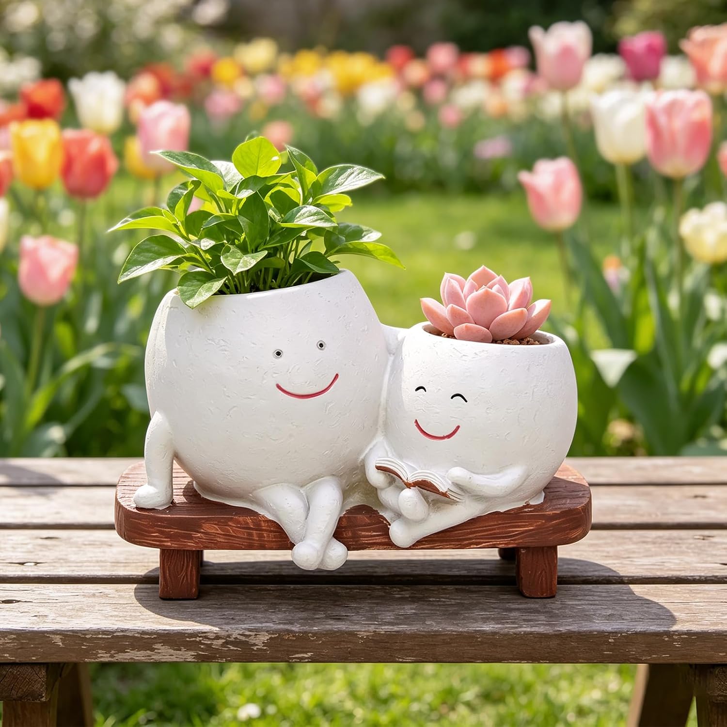 Smily Face Reading Book Planter Pot for Indoor Outdoor Plants image 4