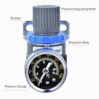 Vista 3 de Regulador de presión de aire de rosca NPT de 1/4 de pulgada con mini válvula de control de aire para compresor de aire o herramientas de aire