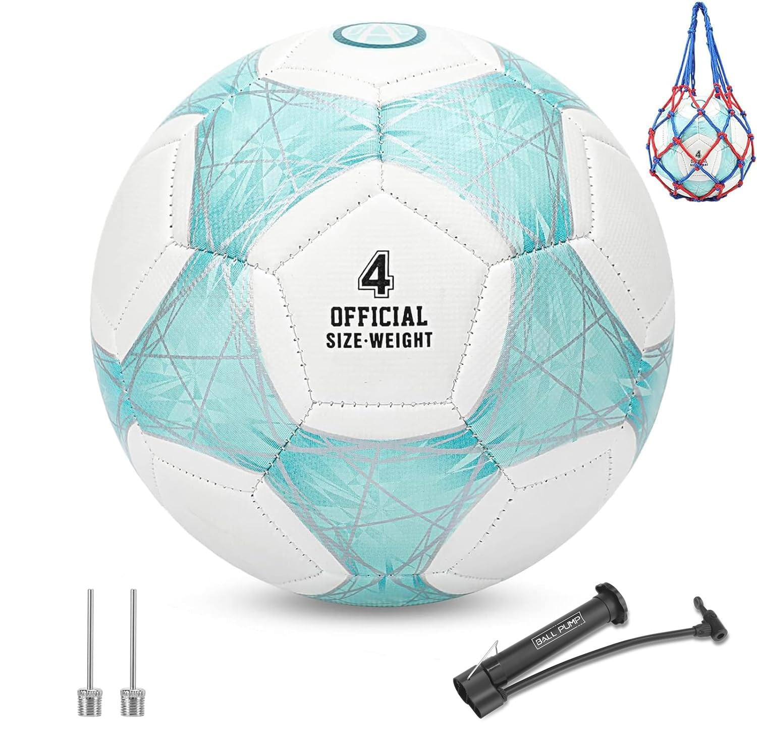 STEEFAN Teal/Blue/Pink Soccer Ball Size 6 for Kids Outdoor Play