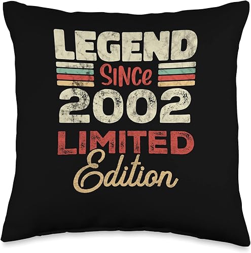 Retro Since 2002 Limited Edition Born in 2002 21st Birthday 21 Year Old Since 2002 Limited Edition Throw Pillow, 16x16, Multicolor