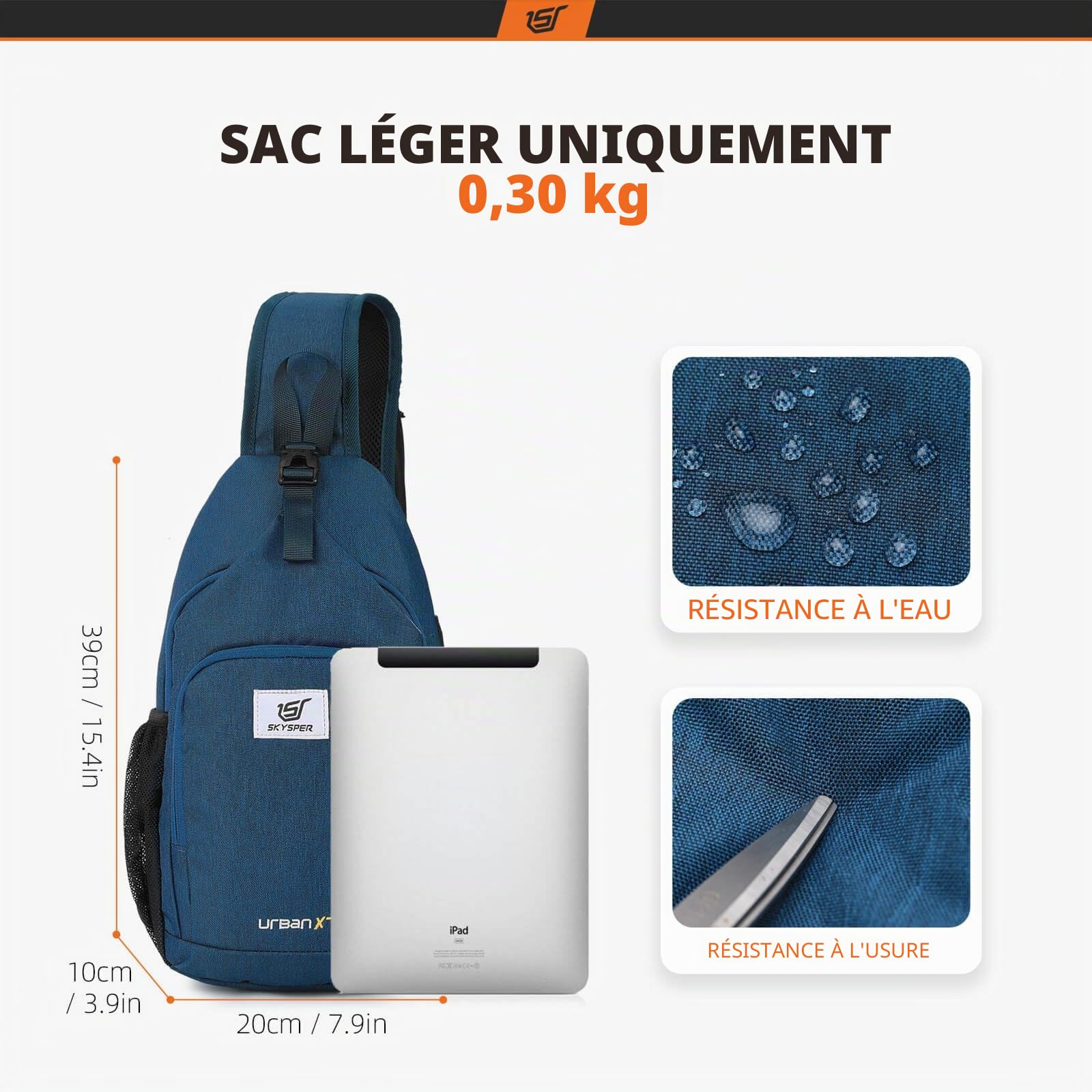 SKYSPER Sacoche Bandouliere Homme Protection RFID Sac à Bandoulière Anti-vol Sacoche de Poitrine pour Homme Femme