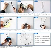 Vista 7 de The Geeky Days Reloj de pared gótico 3D silencioso sin marco, funciona con pilas, con efecto espejo, efecto espejo, decoración de pared para sala