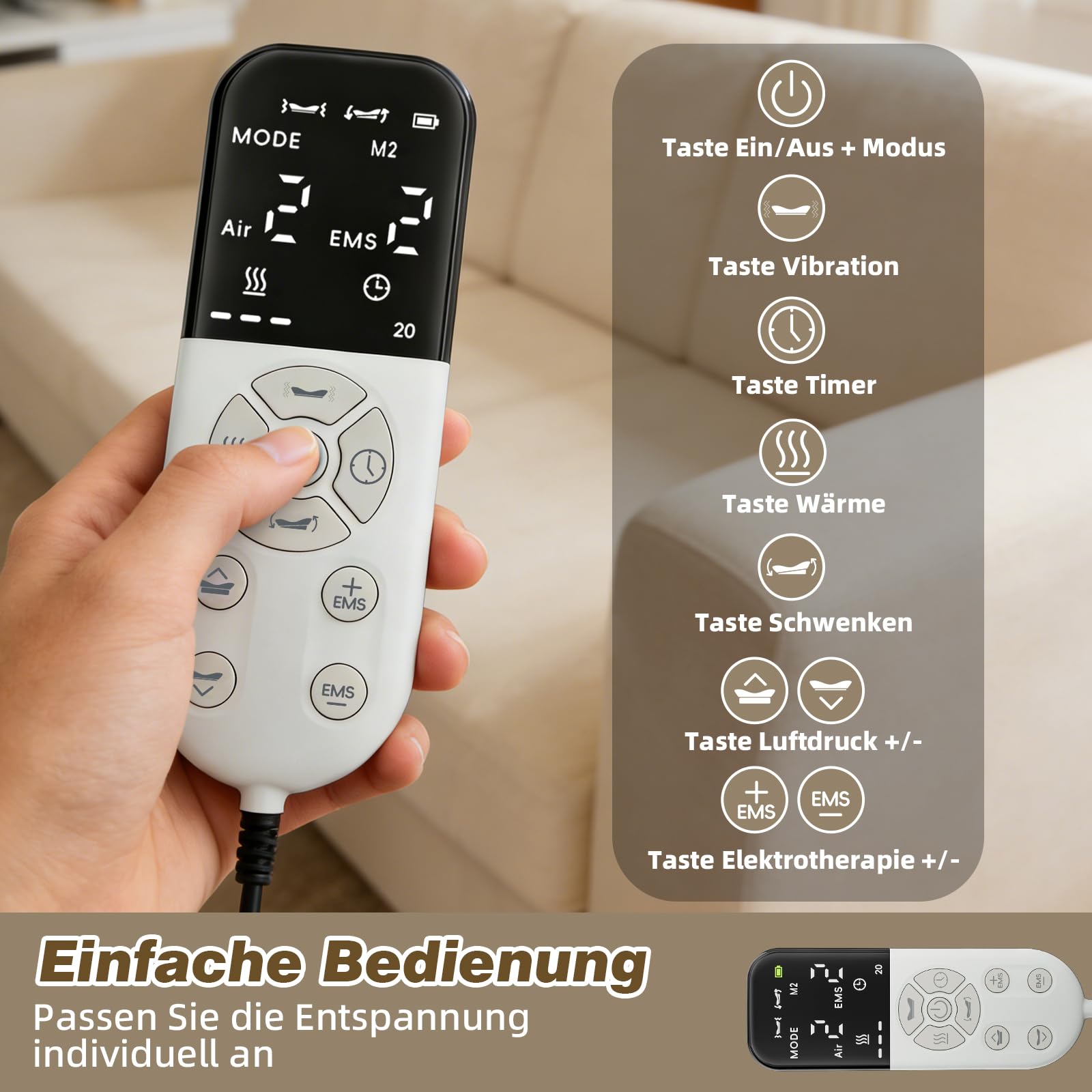 Elektrisches Rückenmassagegerät für Lendenwirbel | Dynamische Airbag Traktion, Wärmefunktion, Vibrationsmassage, Infrarot, Für Rückenschmerzen