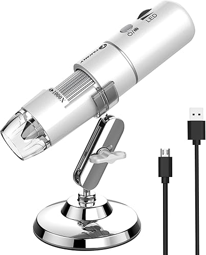 Microscopio digital inalámbrico portátil USB HD cámara de inspección 50x-1000x aumento con soporte compatible con iPhone, iPad, Samsung Galaxy,