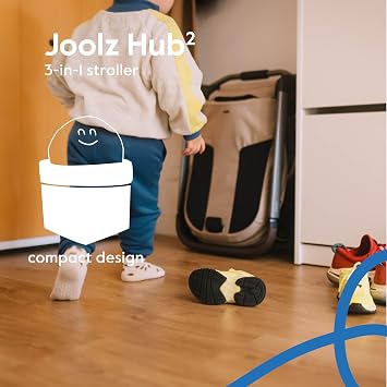 Joolz Hub2 Compact Mid-Sized Stroller with Reversible Seat, One-Hand Fold | Car seat compatible stroller with all-terrain wheels, XL basket, UPF 50+ canopy and newborn-ready recline - Sandy Taupe
