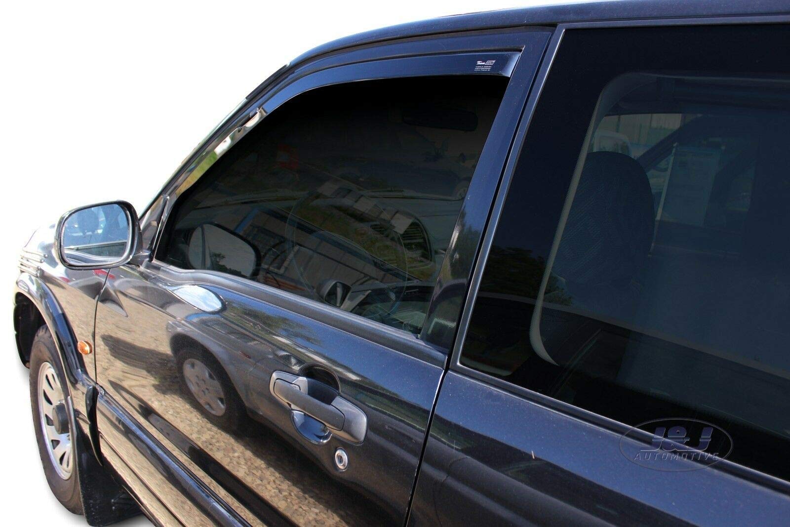 J&J AUTOMOTIVE Deflettori d'Aria per Suzuki Grand Vitara Ft 3-Porte 1998-2005, Set da 2 Pezzi, Nero Fumé Oscurato Heko