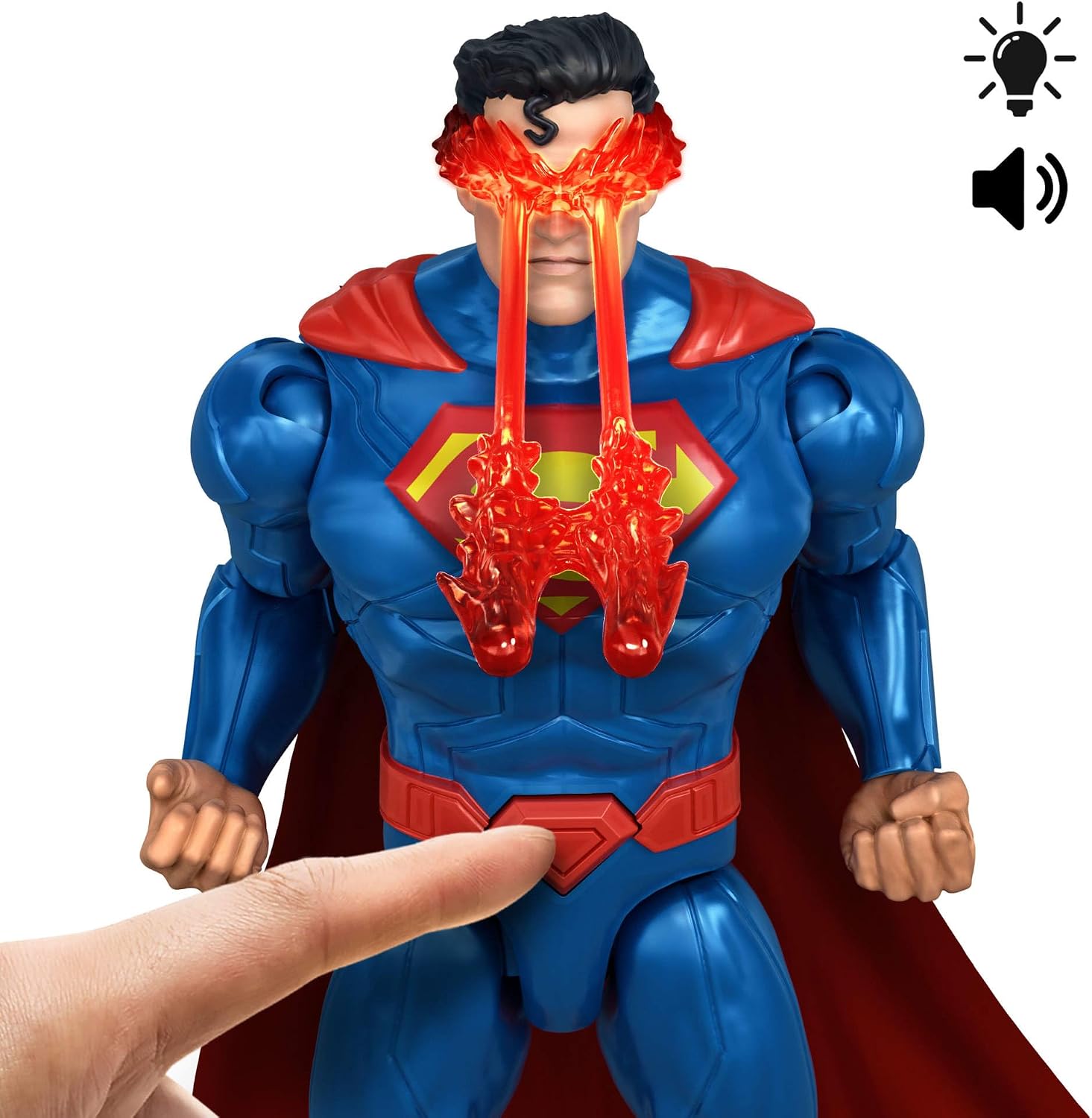 ​Mattel DC Premier Series 6.5in Heat Vision Superman Action Figure | Chain Break Action, Heat Vision Light Effects, Posable Joints, 12 Plus Phrases or Sounds Plus Light Effects