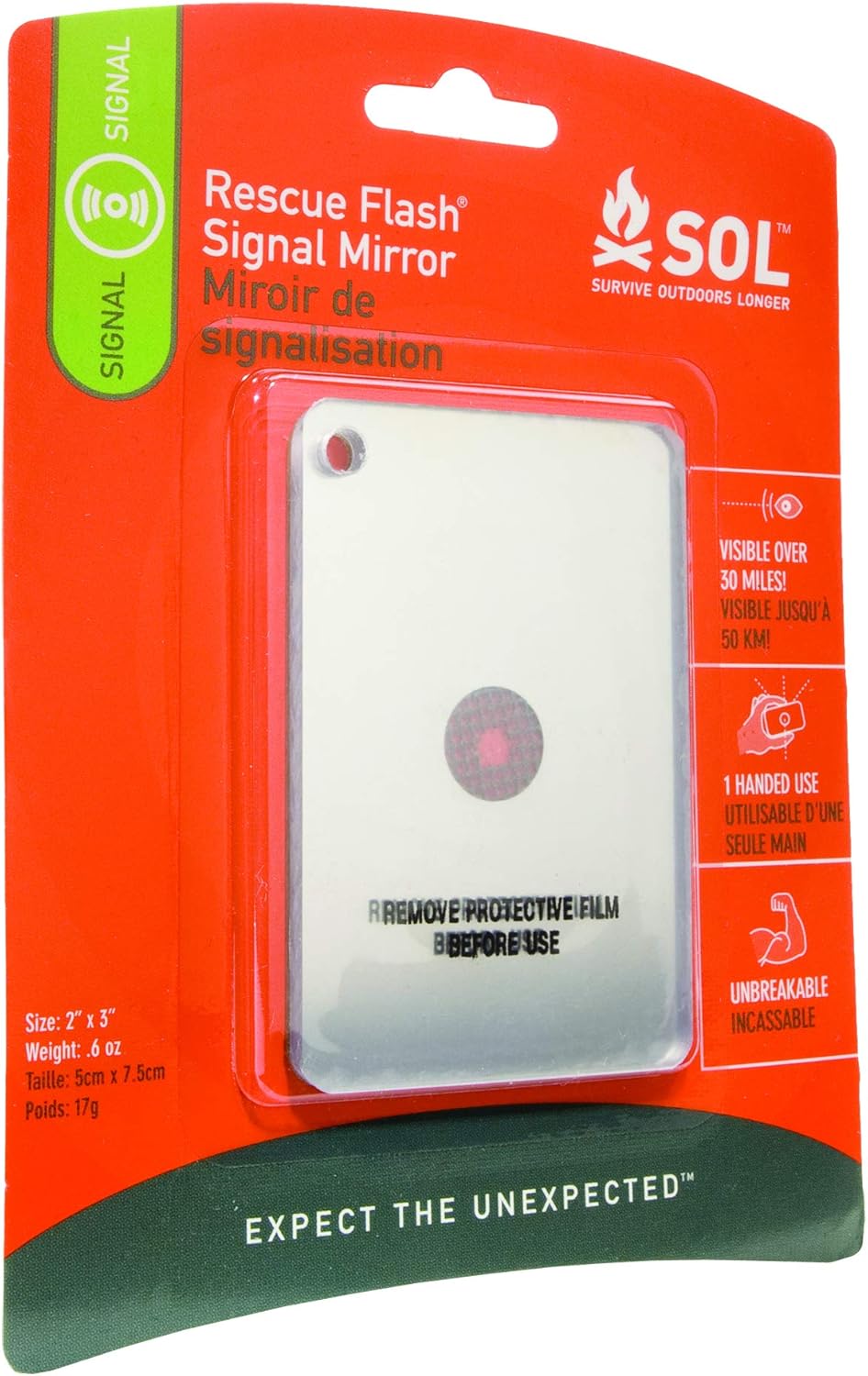 S.O.L. Survive Outdoors Longer Rescue Flash Mirror, 0140-1003