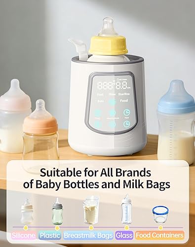Miniatura 8 de Calentador de botellas inteligente con múltiples modos, control de temperatura digital, función de calentamiento 24 horas, apagado automático,