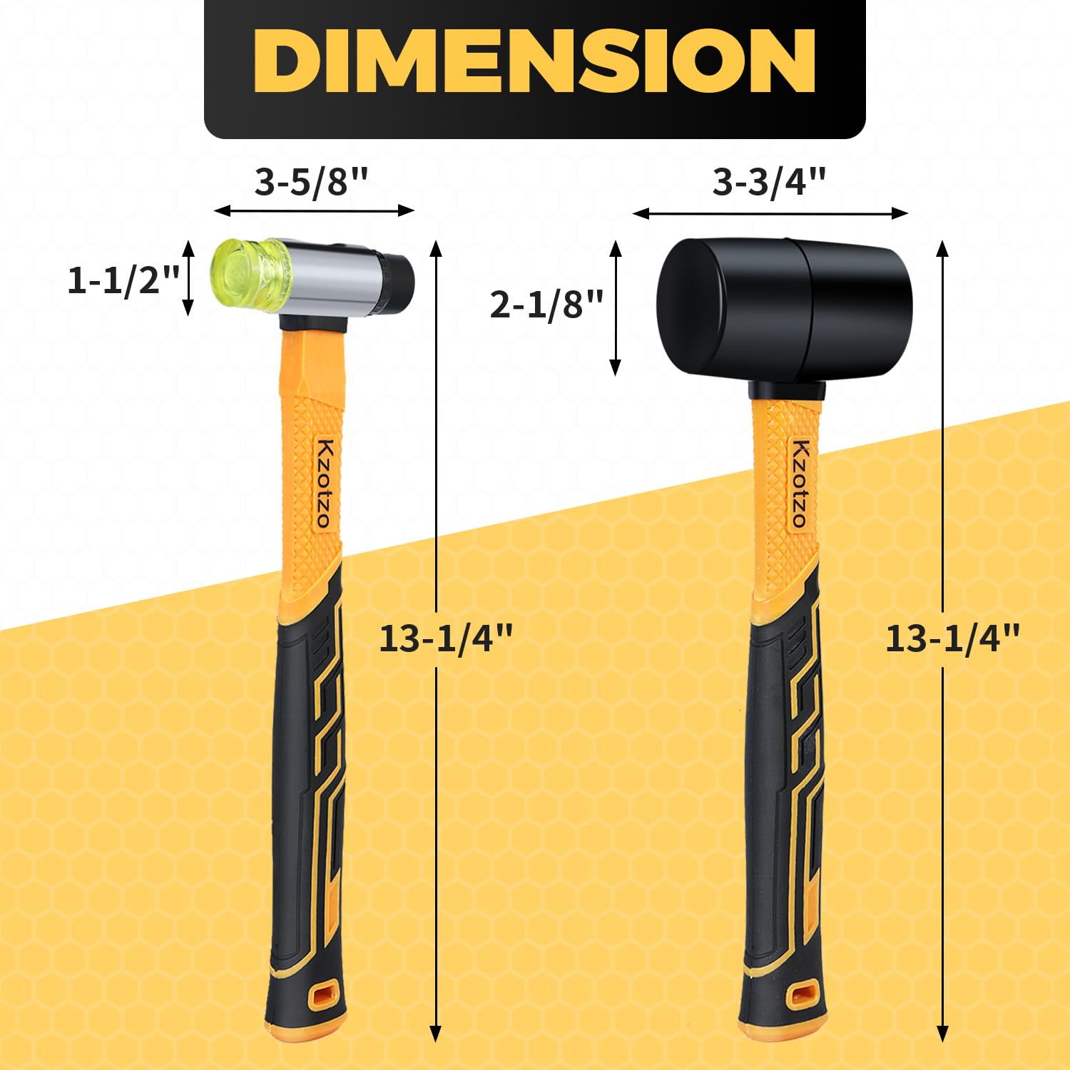 Juego de 2 martillos de goma de 8 onzas y 25 mm, mazo de goma para pisos, mango antideslizante de agarre suave, adecuado para construcción y decoración del hogar, versión actualizada 2025,
