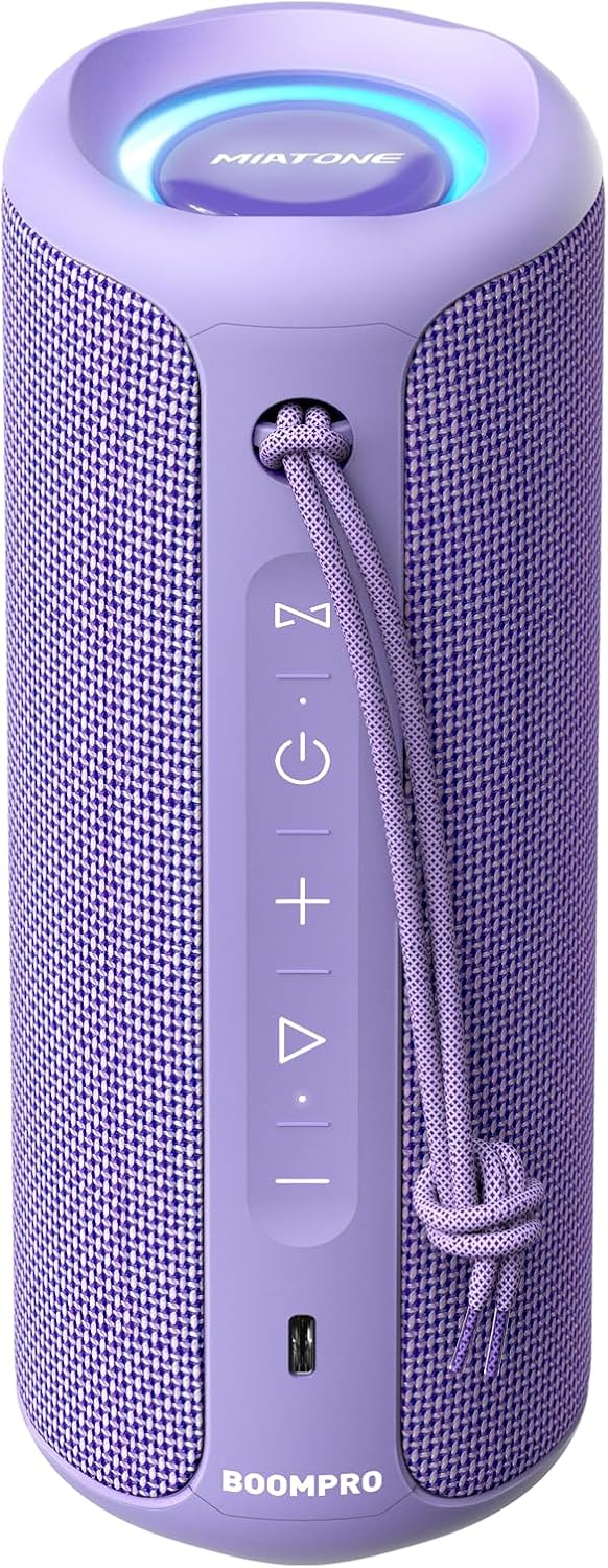 MIATONE Portable Bluetooth Speaker 36W Stereo Sound Bass Boost, 24H Playtime, Bluetooth 5.3 TWS Pairing Girl Friend Gifts for Woman Birthday Present (Purple)