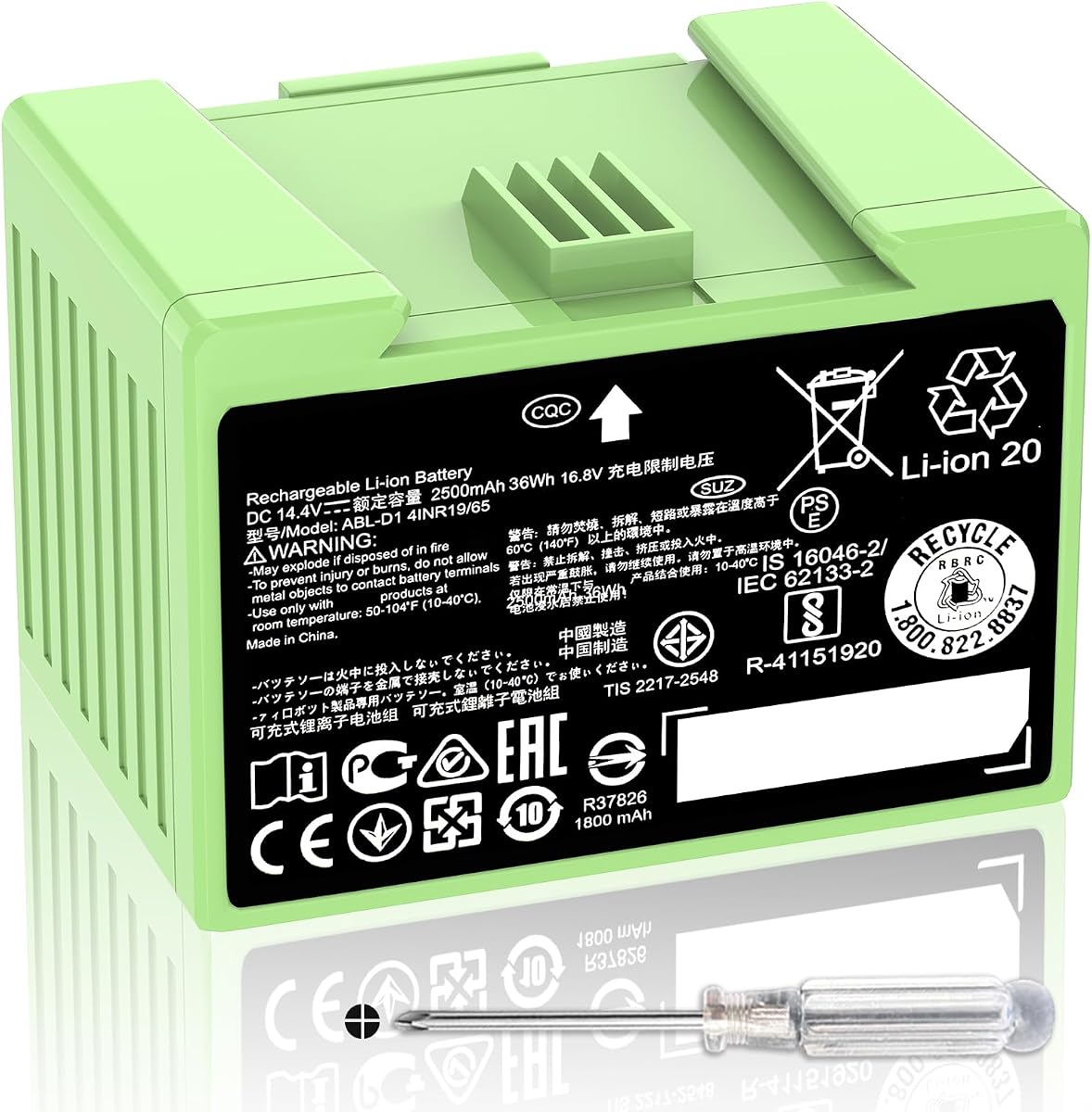 ABL-D1 36Wh Battery for iRobot Roomba i7 i7+ j7 j7+ 7150 7158 7556 7558 i3 i3+ i4 i4+ i8 i8+ and e5 e6 5150 6198 Replacement Battery for Roomba i and e and j Series 2500mAh