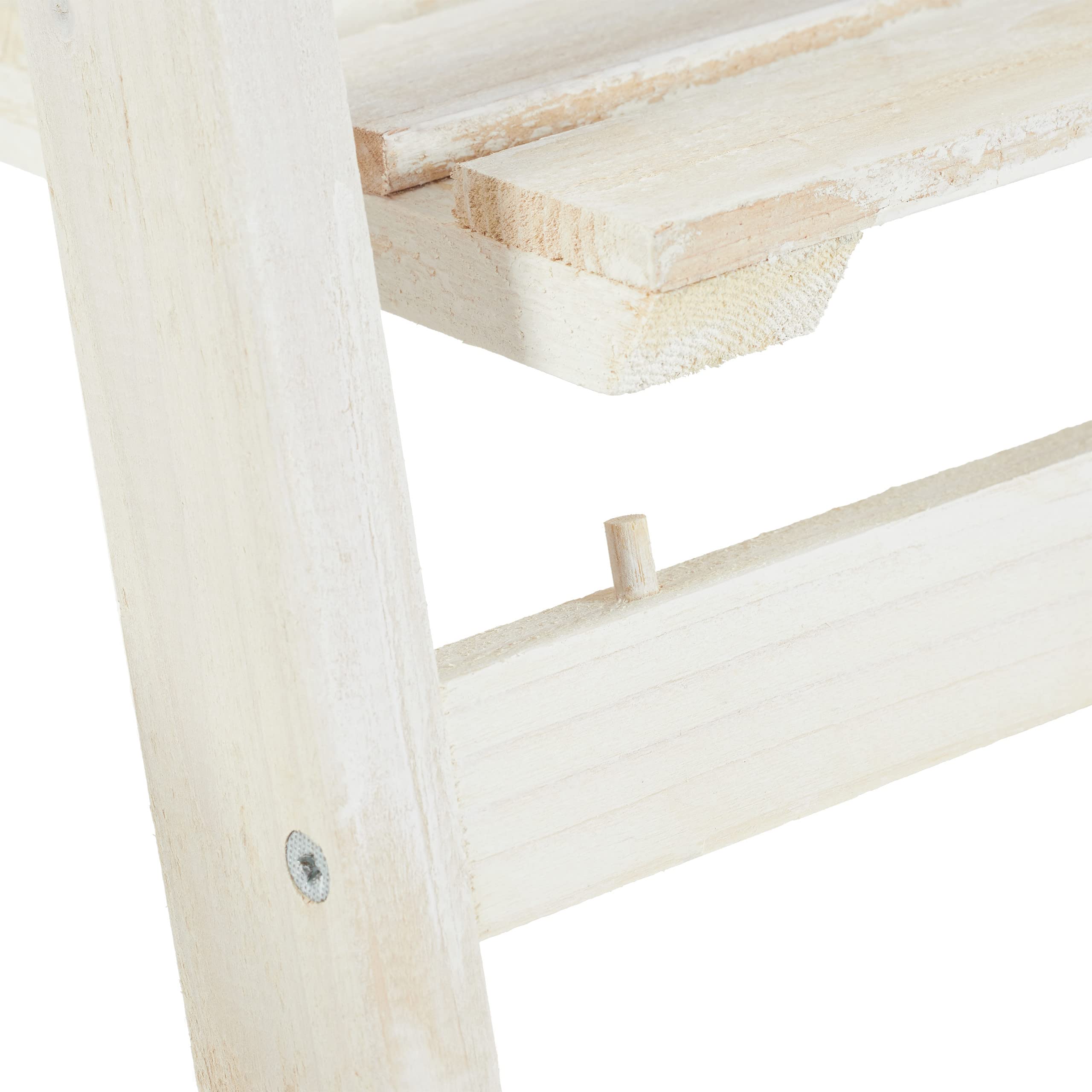 Relaxdays Fioriera a Scala, per Interni e Esterni, Design Shabby-Chic, Richiudibile, HLP 51x41x25 cm, 2 Livelli, Bianco