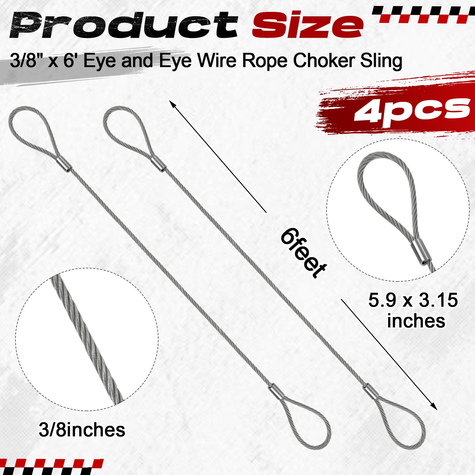 Eye Loop Cable Rigging Snapklik.com : Pelopy 4 Pack Wire Rope & Sling 3/8