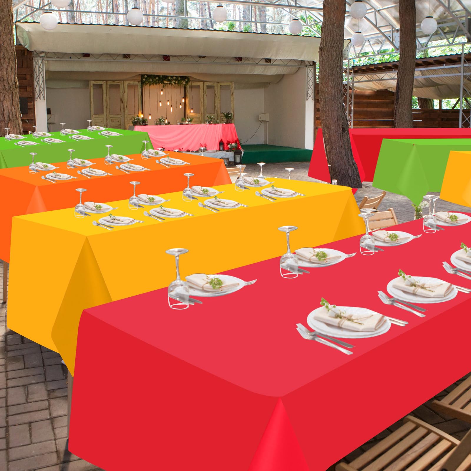 24 Pcs Thanksgiving Fall Disposable Plastic Tablecloths 54x72" | Orange Autumn Vinyl Rectangle Covers For Parties - View #13