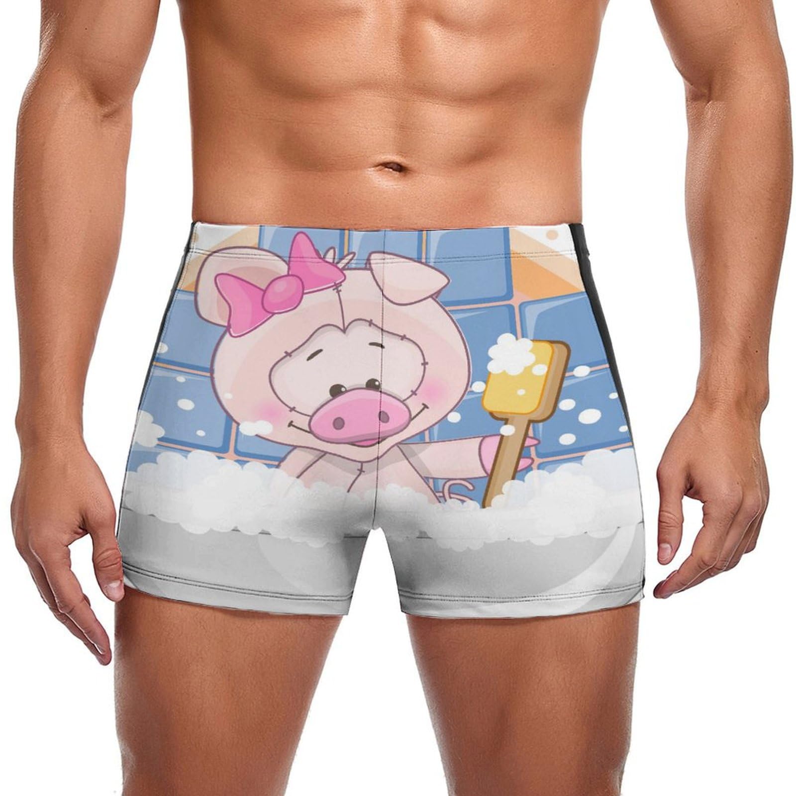 Slip de bain homme extensible imprimé cochon avec textile haute résistance - 7