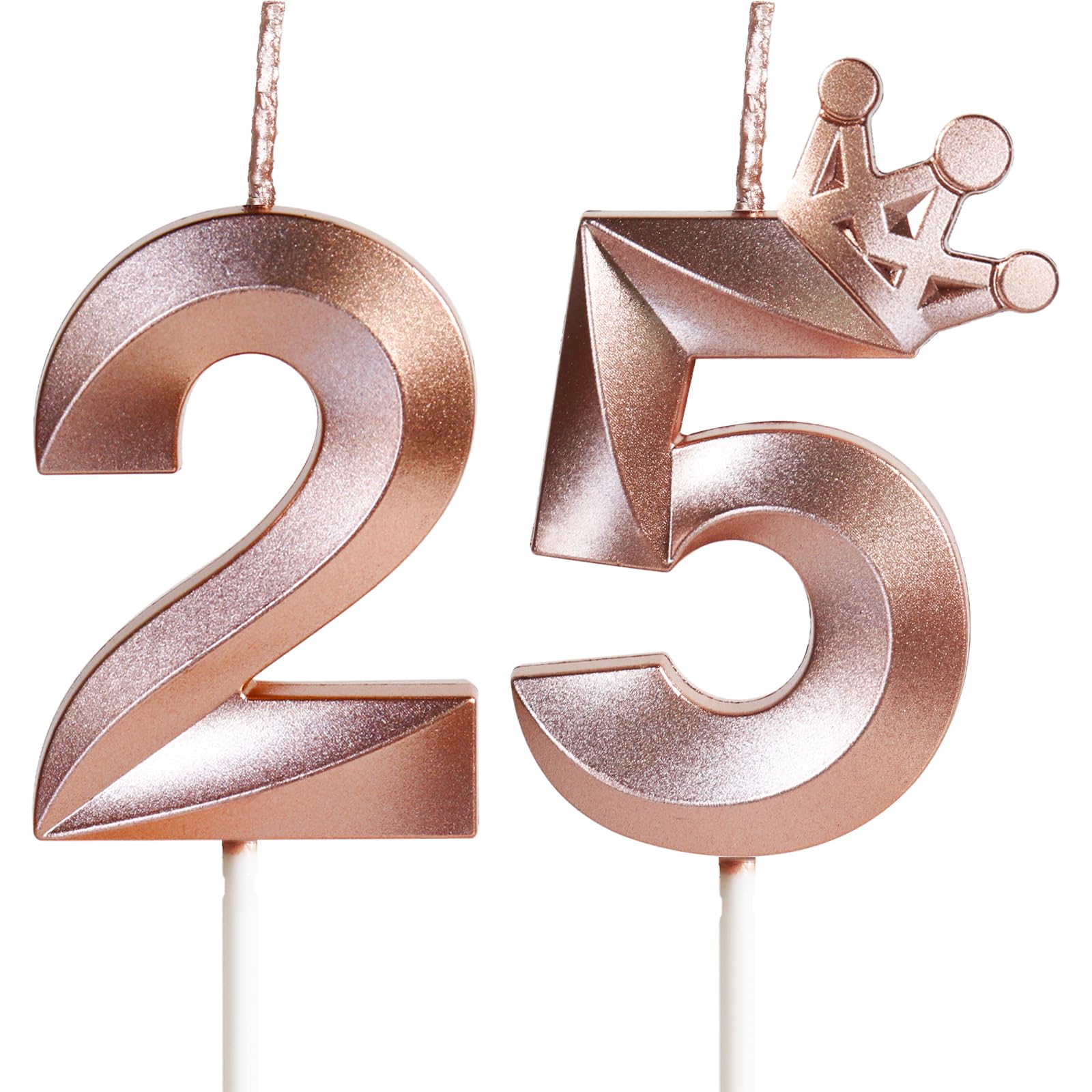 Velas De Cumpleaños Números 25 Y 52 En Oro Rosa - Decoración Elegante Para Pasteles, Regalo Para Mujeres Y Hombres