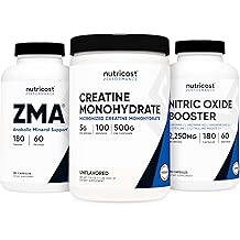 Nutricost Creatine 500 Grams, Nitric Oxide 180 Capsules, and ZMA 180 Capsules Bundle