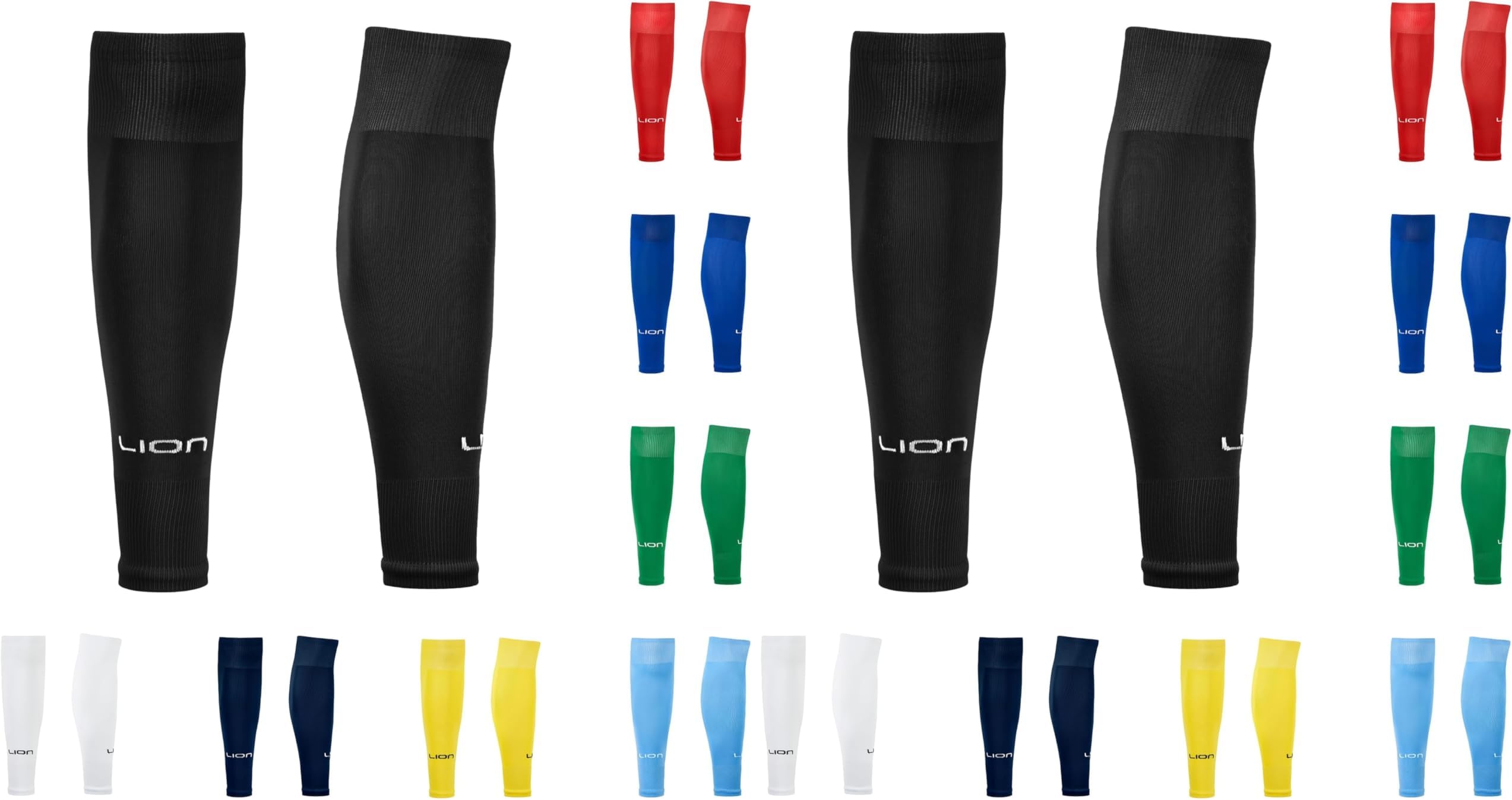 LION SPORTSWEAR Kids/Youth Football Sock Sleeves To Accompany Grip Socks - Fits Over Calf/Shin Pads - Variety Of Colors To Match Your Team Kit