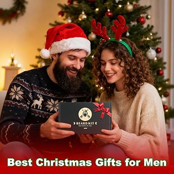 Beard Kit Gifts for Men, Father's Day Birthday Gifts for Men Dad Him, Grooming & Trimming Tool Complete Set, Beard Care Kit with 2 Beard Growth Oil/Balm/Brush/Comb/Shaving Soap/Cup&Storage Bag