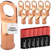 Vista 419 de SELTERM - 2 terminales de anillo resistentes para cable de batería, calibre 4 AWG, pernos de 3/8 pulgadas, terminales de calibre 4, ojales de cobre