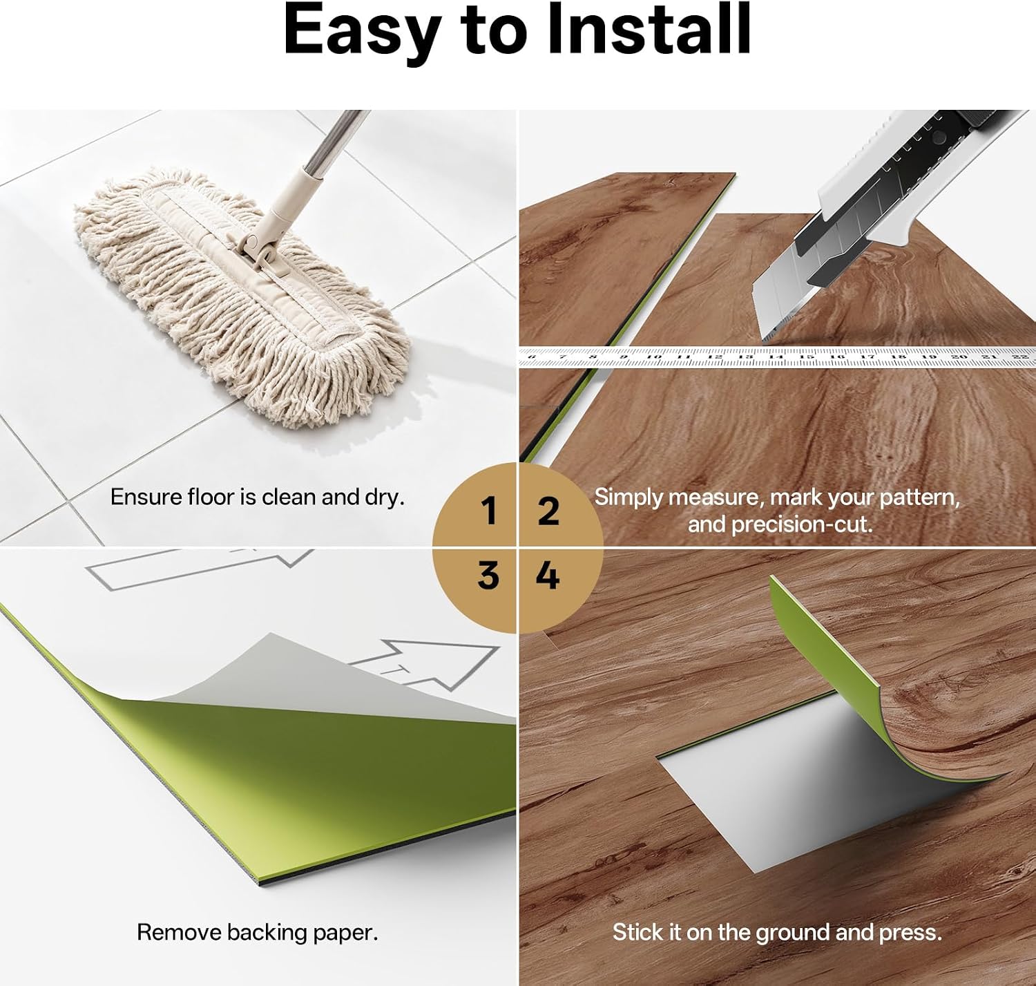 ATOPOSE Peel and Stick Wood Flooring, Heavy Duty Vinyl Floor Planks, Newly Upgraded 3.0mm 28 Planks with 1.0mm Underlayment, Easy DIY Installation for Hallway Kitchen Bathroom, Warm Brown, 42 sq. ft