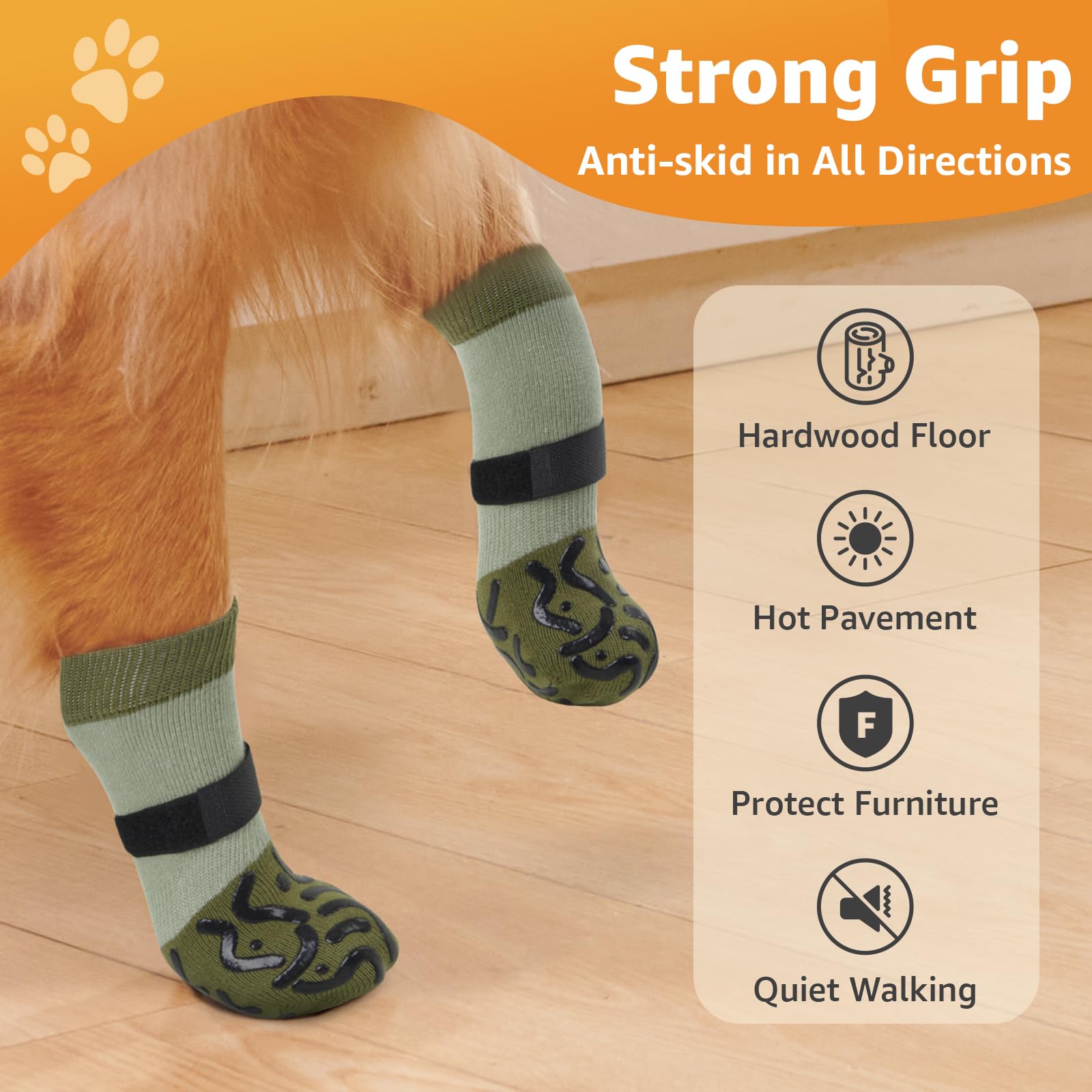 PICK FOR LIFE 2 works Anti-Slip Dog Socks with Grips, Paw Protectors Stop Licking - Image 2