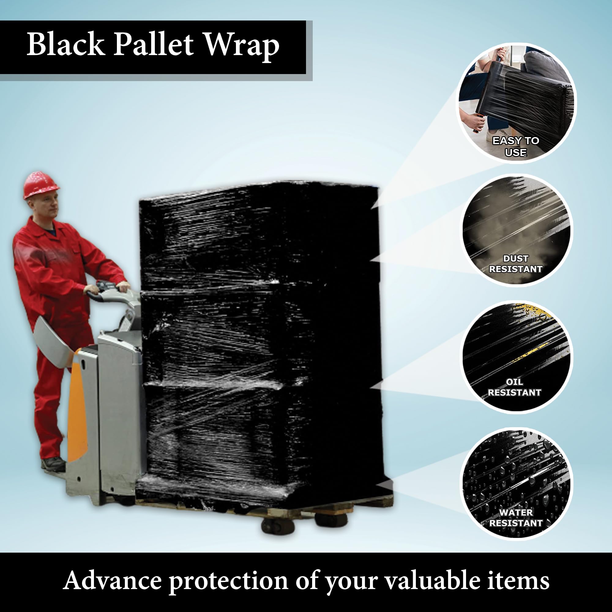 Film Étirable Pour Palettes - Lot De 2 Rouleaux Noirs 400mm X 250m