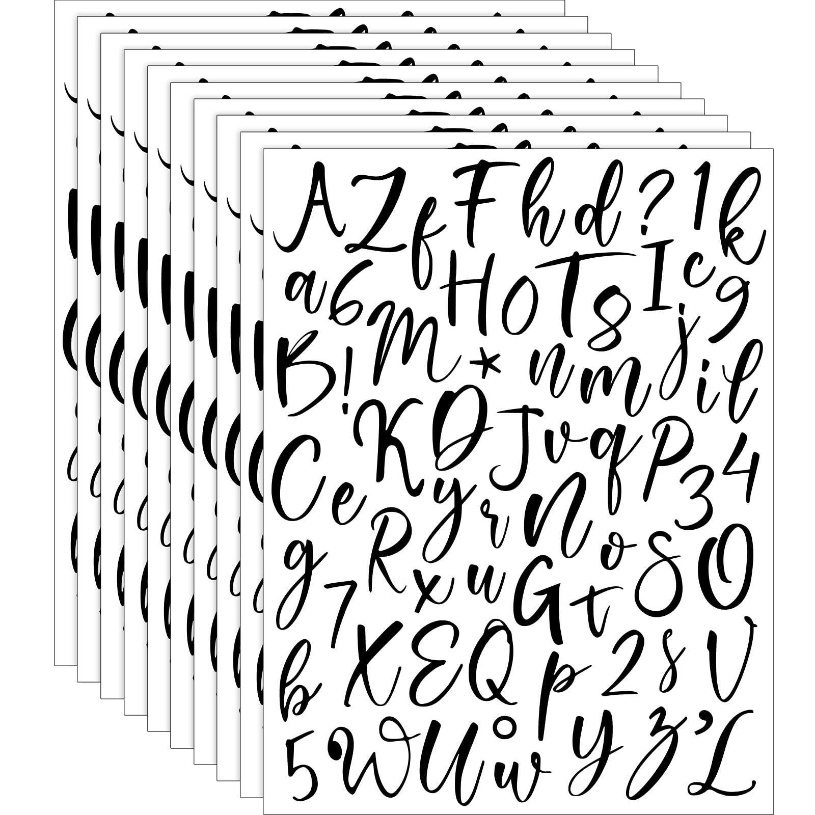 10 Sheets Letter Stickers,Alphabet Number Stickers, Script Pantry Labels, Self-Adhesive Vinyl Sticker for DIY, Kitchen, Signs, Window, Door, Containers, Jar Labels