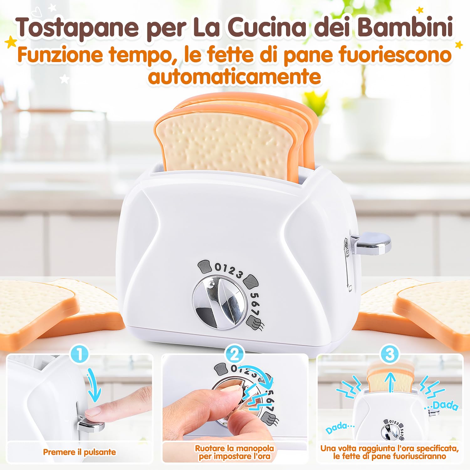 PLAY Cucina Giocattolo per Bambini con Macchina Caffè, Mixer, Tostapane con Luci e Suoni Realistici, Set di Elettrodomestici Cucina Regalo per Bambini 3+ Anni (Bianco)