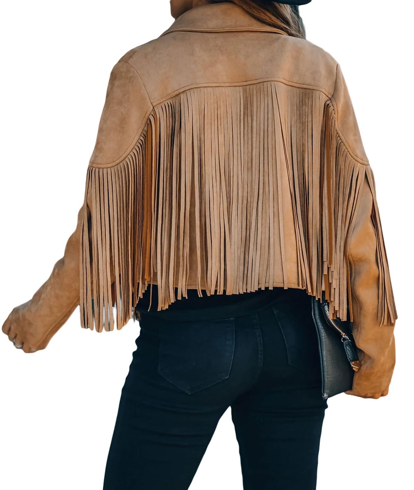 Faux Suede Leather Jackets For Women Trendy Fall Western Fringe Cropped Jacket 2025 Tassel Motorcycle Crop Coats