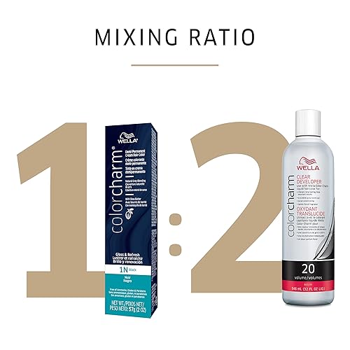 Miniatura 4 de WELLA colorcharm Demi - Coloración permanente para el cabello, negro 1N + revelador de 20 volúmenes