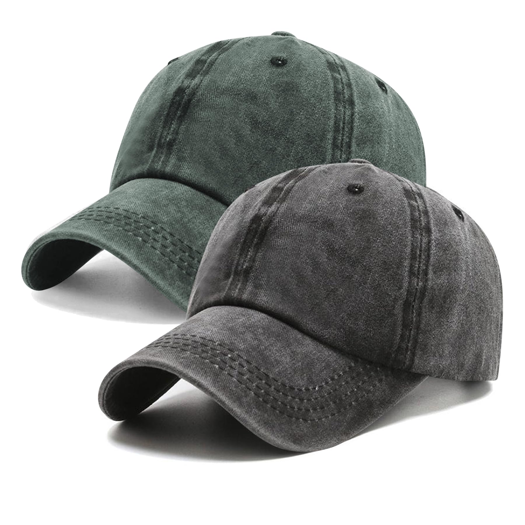 PFFY 2 Packs Vintage Washed Distressed Baseball Cap Dad Hat for Men Women | Adjustable Snapback, Breathable Golf Dad Caps, Cotton Hats, Classic Low Profile, Wear Comfortable, Ideal for Travel Running