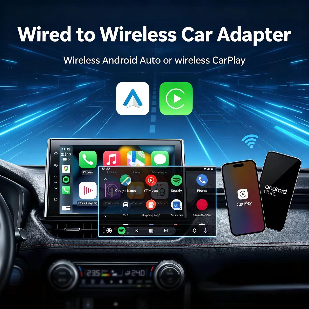 Dongle CarPlay Inalámbrico para Peugeot 508L, Adaptador USB de Cable a Wireless Baja Latencia Plug & Play Diseño Slim