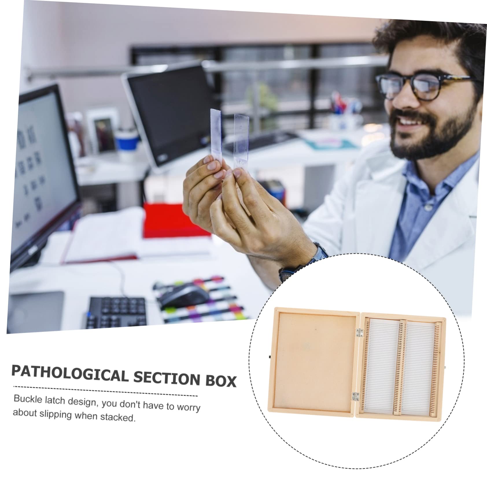 Scatola Portavetrini in Legno 100 Posti per Microscopio
